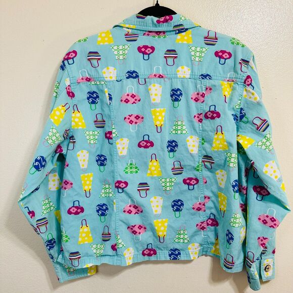Jane Ashley Woman Colorful Button Down Lightweight Jacket Size 1X Purses - Picture 5 of 5